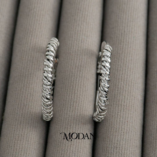 (32mm) Mini Ribbed Hoop Earrings Anting Bulat Hypoallergenic Gold Plated