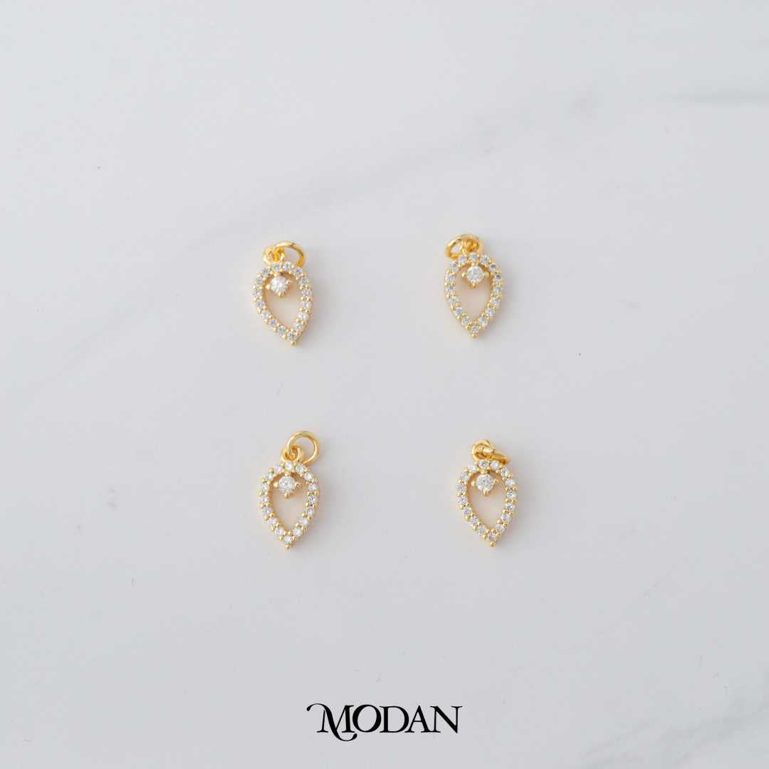 Mini Teardrop Leaf DIY Charm Liontin Daun Pesta Hypoallergenic Gold Plated