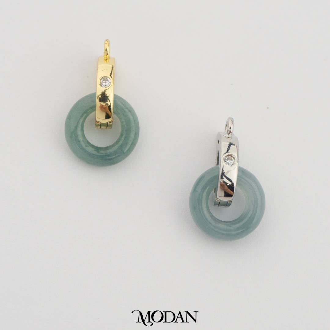 Simple Mini Solitaire Lucky Jade Pendant DIY Pendant Liontin Batu Giok Bulat Kecil Hypoallergenic Gold Filled