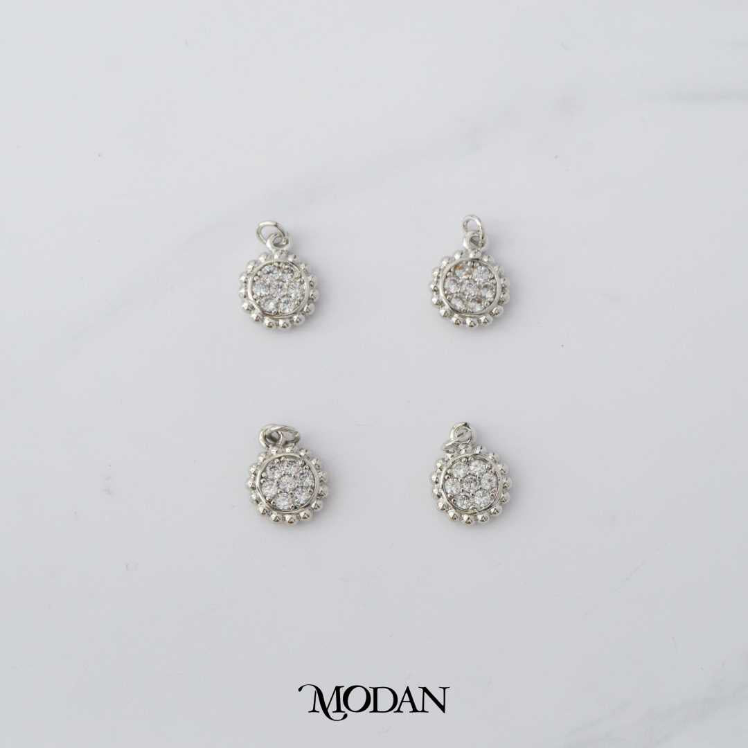 Micro Paved Round Geometric DIY Charm Liontin Bulat Hypoallergenic Gold Filled