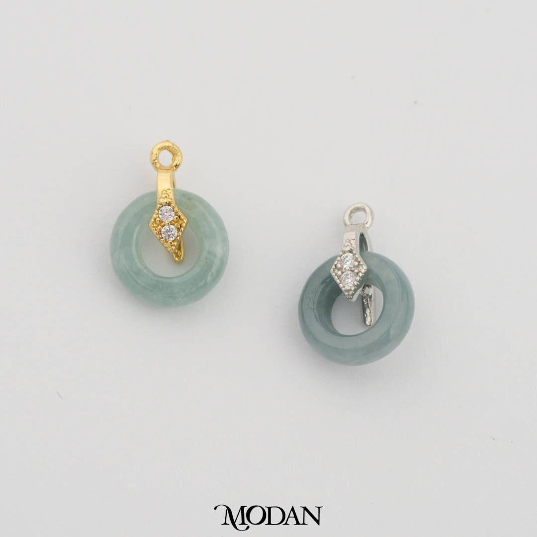 Simple Mini Lucky Jade Pendant DIY Pendant Liontin Batu Giok Bulat Kecil Hypoallergenic Gold Filled