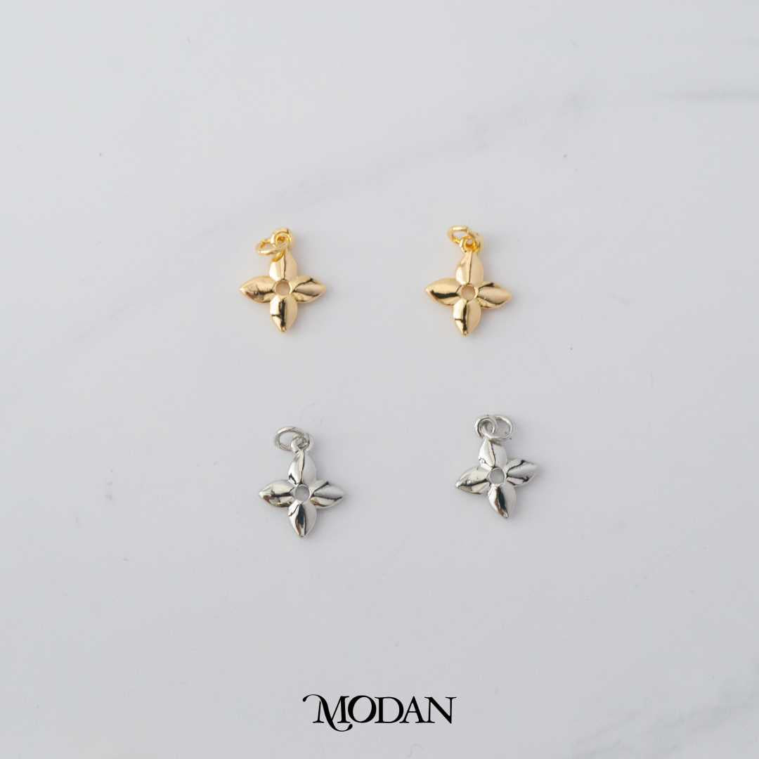 Mini Plain Blossom Flower Star DIY Charm Liontin  Bunga Bintang Hypoallergenic Gold Plated