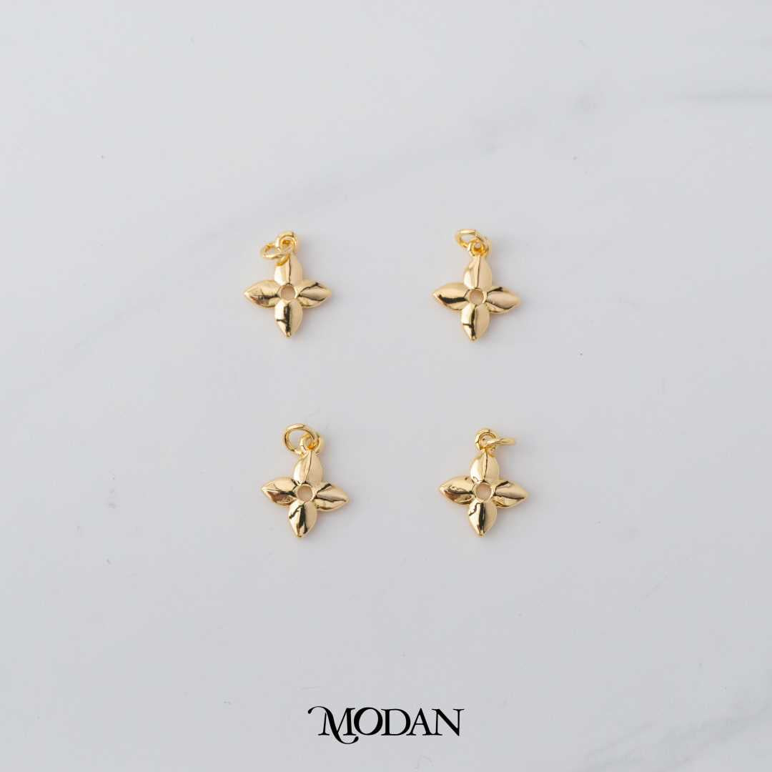 Mini Plain Blossom Flower Star DIY Charm Liontin  Bunga Bintang Hypoallergenic Gold Plated