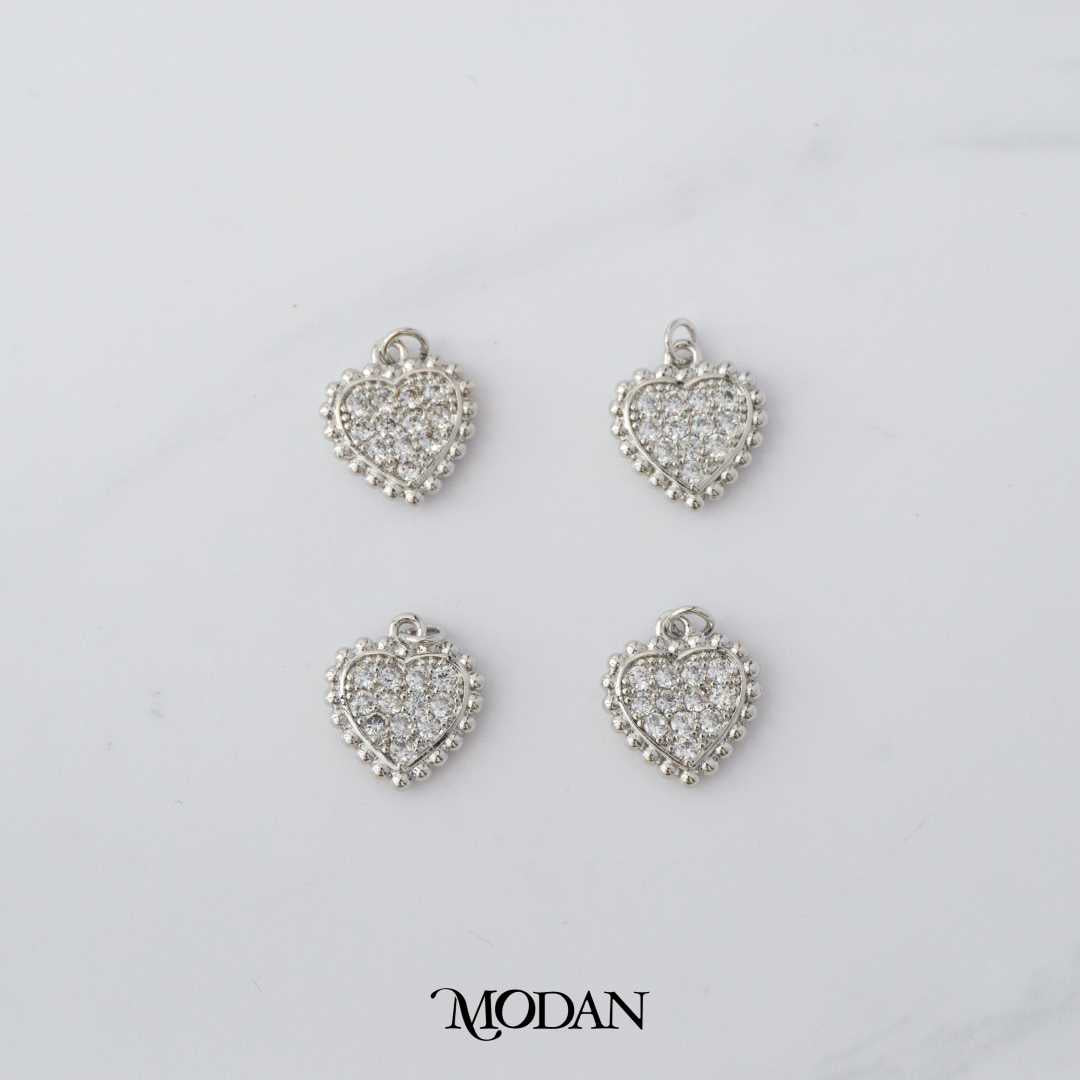 Micro Paved Heart DIY Charm Liontin Hati Berlian Pasir Hypoallergenic Gold Filled
