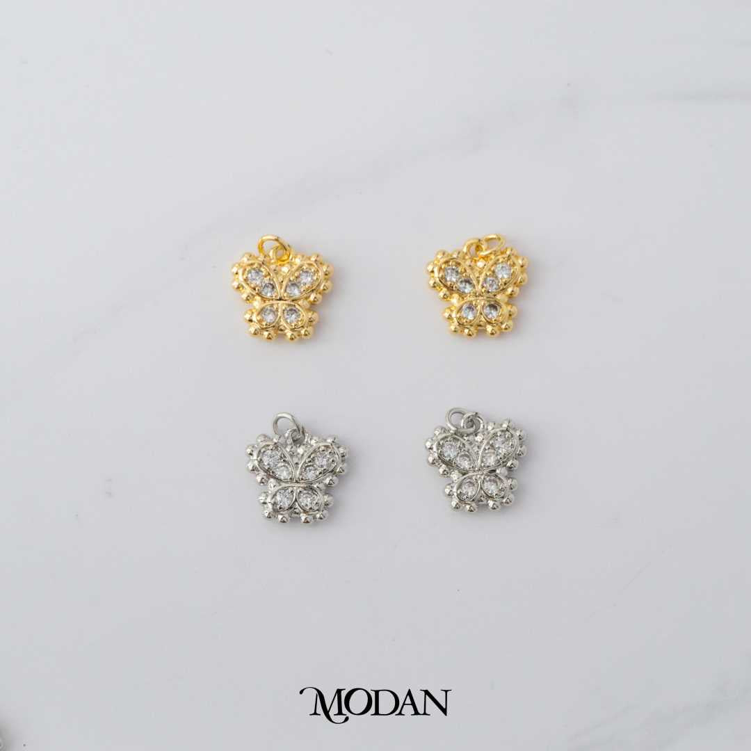 Micro Paved Mariposa Butterfly Animal DIY Charm Liontin Kupu - Kupu Berlian Pasir Hypoallergenic Gold Filled
