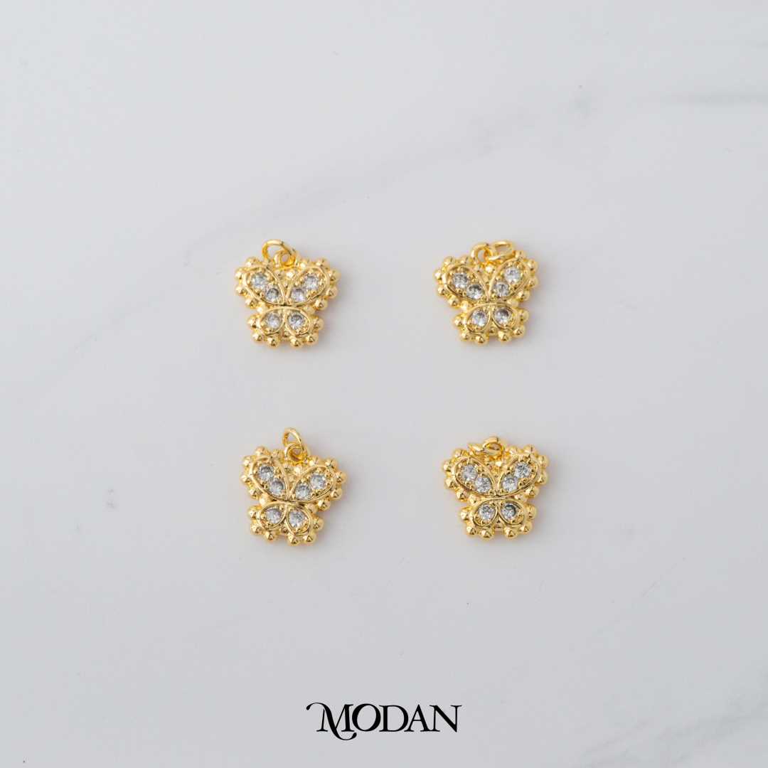 Micro Paved Mariposa Butterfly Animal DIY Charm Liontin Kupu - Kupu Berlian Pasir Hypoallergenic Gold Filled