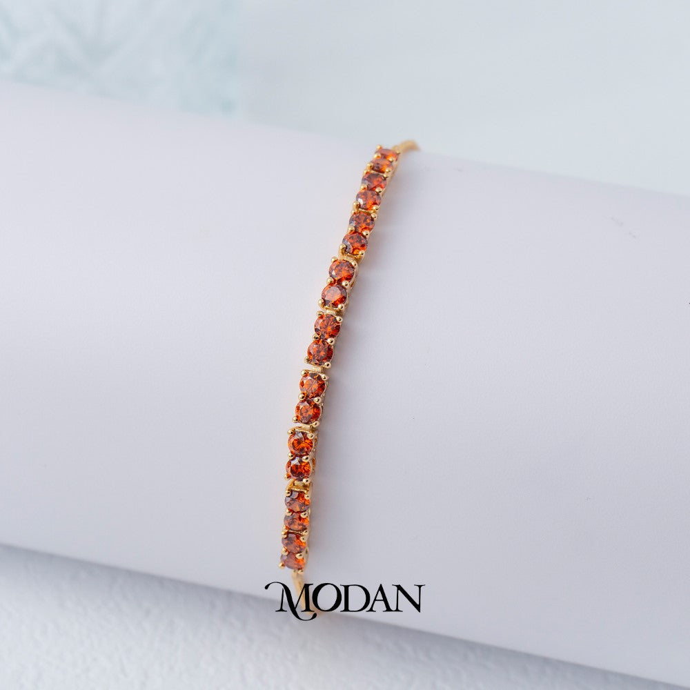 Red Zirconia Dainty Tennis Adjustable Bracelet Gelang Serut Hypoallergenic Gold Filled