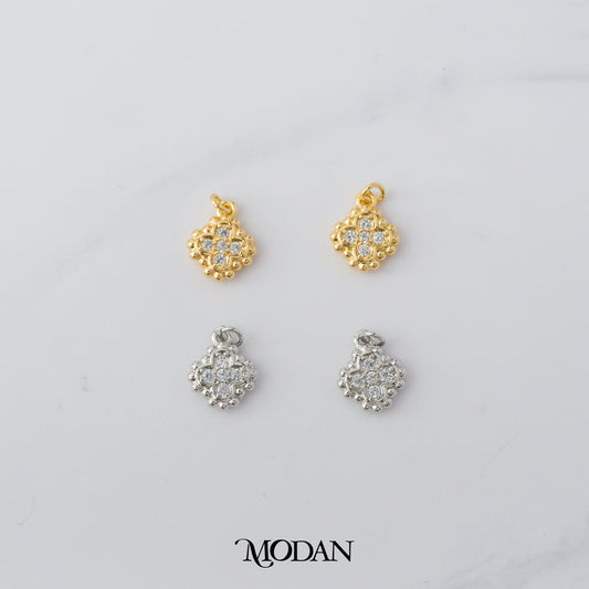 Micro Paved Lucky Clover DIY Charm Liontin Daun Keberuntungan Hypoallergenic Gold Filled