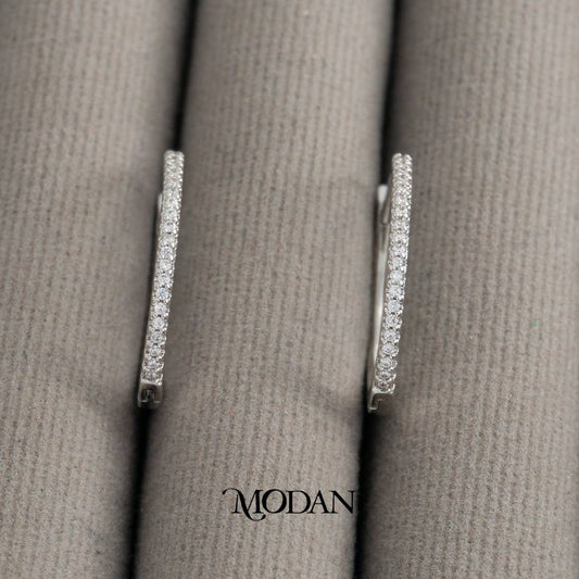 (23mm) Sparkling Oval Latch Hoop Earrings Anting Oval Hypoallergenic Gold Plated