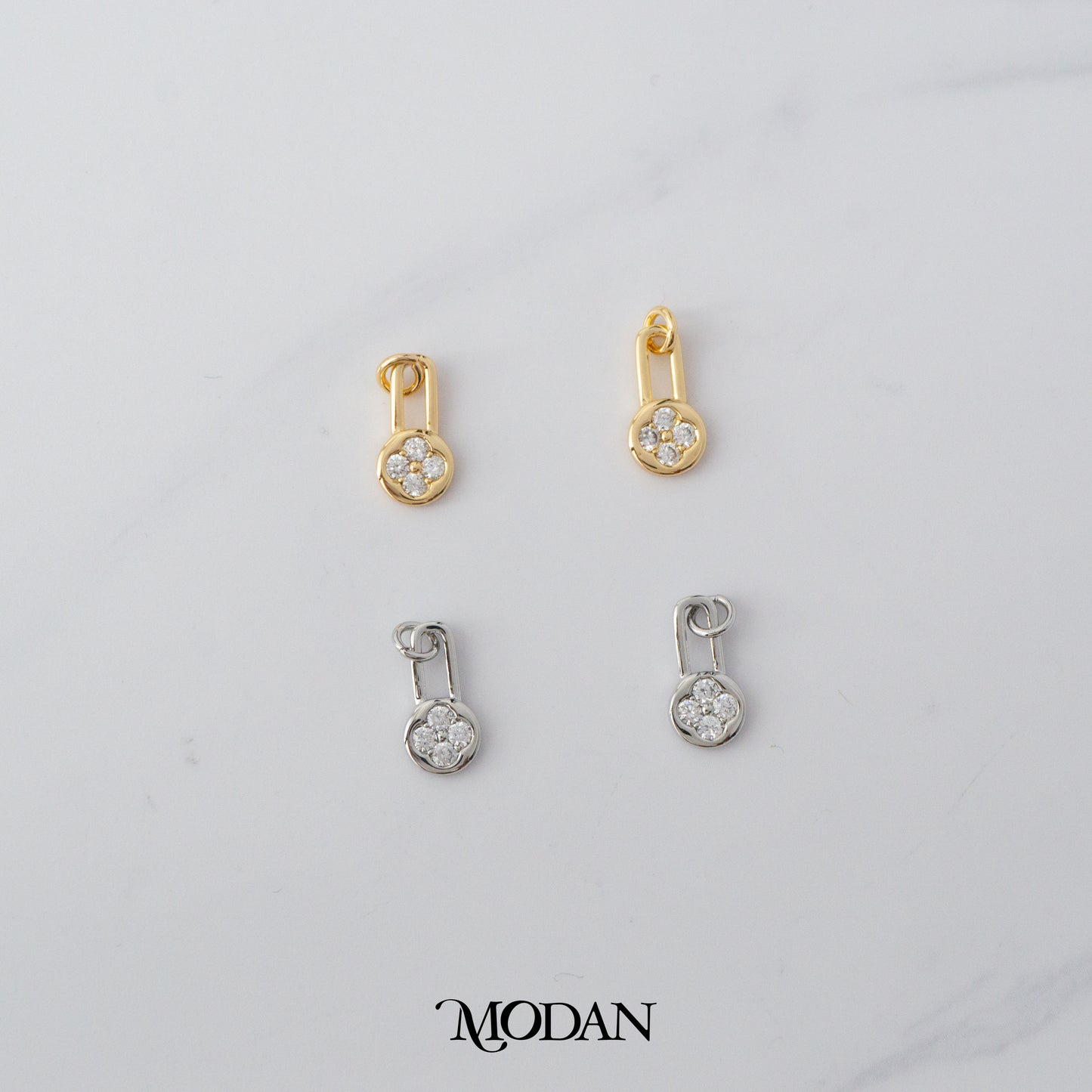 Lucky Clover Lock DIY Charm Liontin Gembok Daun Keberuntungan Hypoallergenic Gold Plated