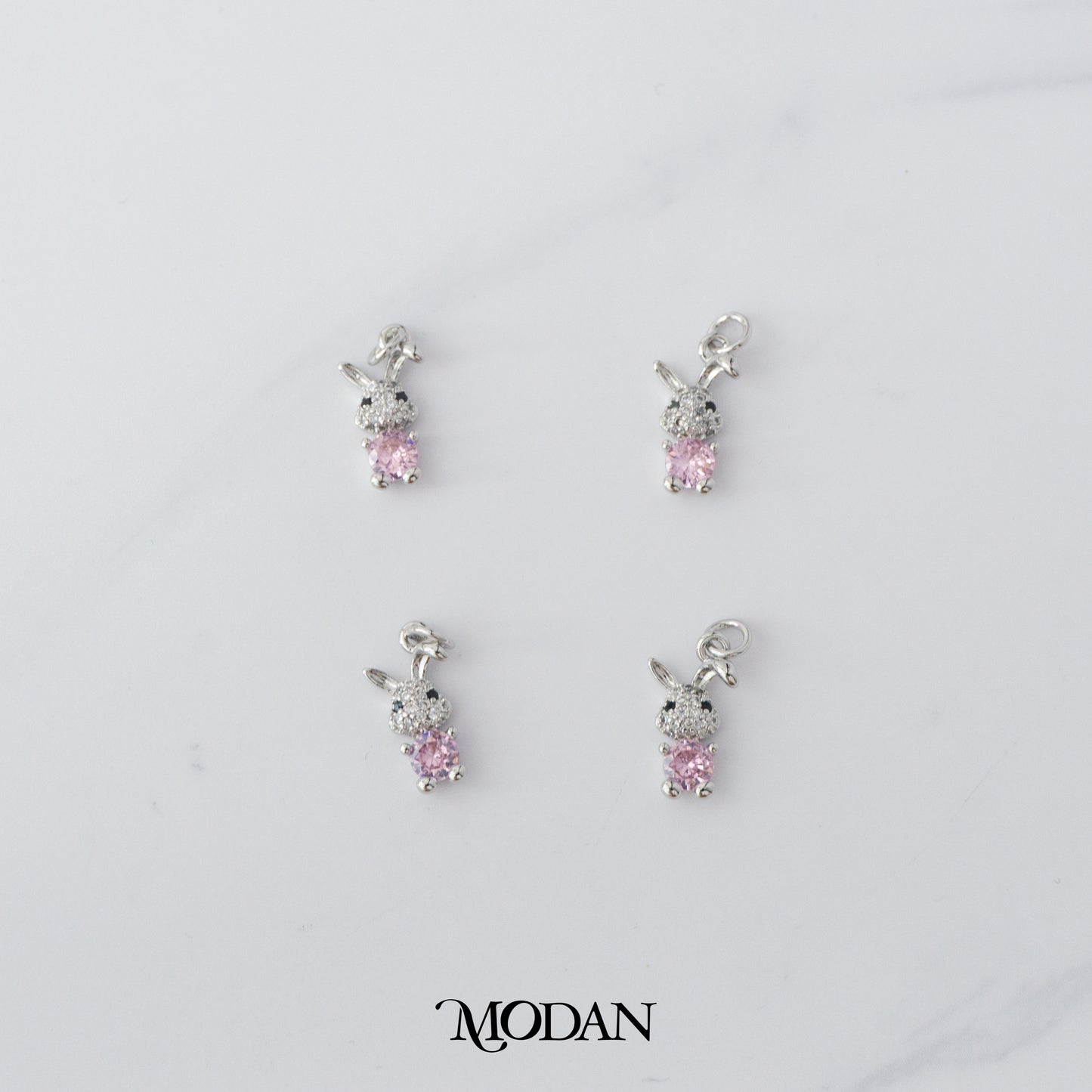 Sparkling Mini Pink Bunny Animal DIY Charm Liontin Kelinci Hypoallergenic Gold Filled