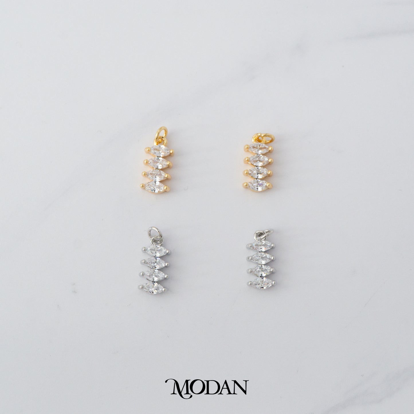 Sparkling Mini Marquise Classic Lined DIY Charm Liontin Pesta Hypoallergenic Gold Filled