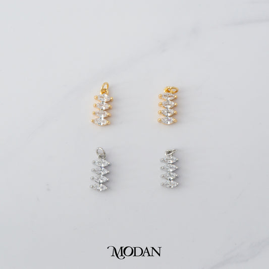 Sparkling Mini Marquise Classic Lined DIY Charm Liontin Pesta Hypoallergenic Gold Filled