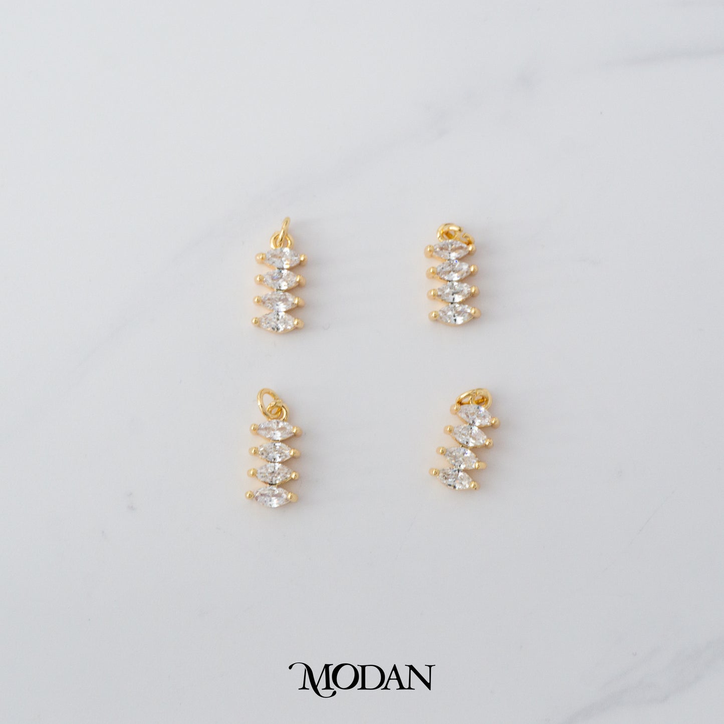 Sparkling Mini Marquise Classic Lined DIY Charm Liontin Pesta Hypoallergenic Gold Filled