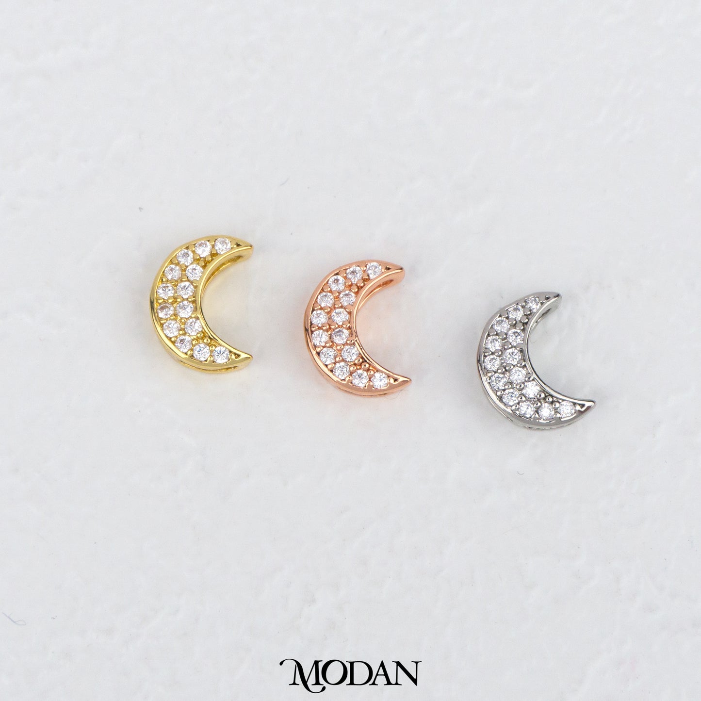 Mini Sparkling Crescent Moon DIY Beads Charm Manik Bulan Hypoallergenic Gold Filled