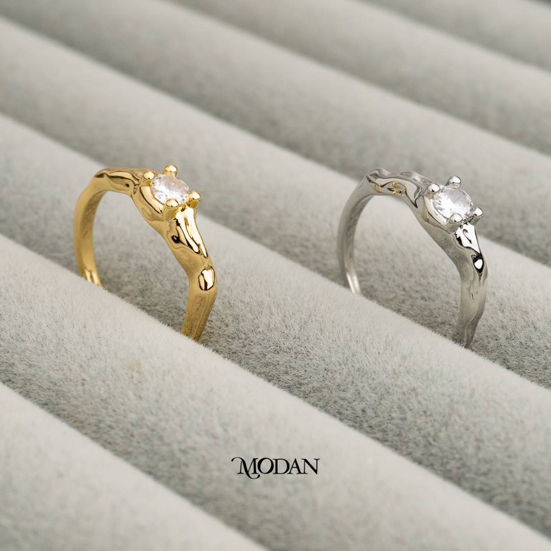 Irregular Hammered Adjustable Ring Cincin Model Tidak Beraturan Hypoallergenic Gold Plated