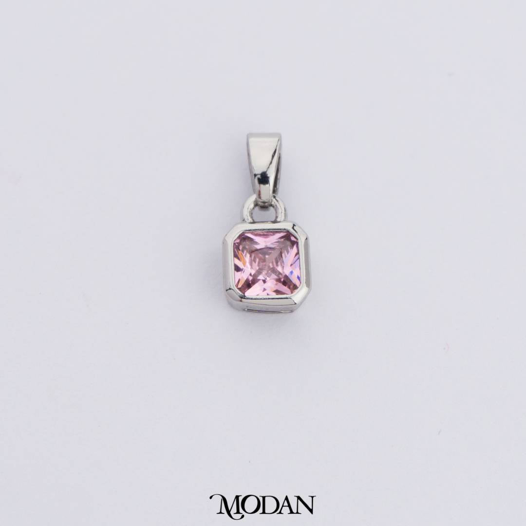 Colorful Square Birthstone Pendant DIY Pendant Liontin Bulan Lahir Persegi Hypoallergenic Gold Filled