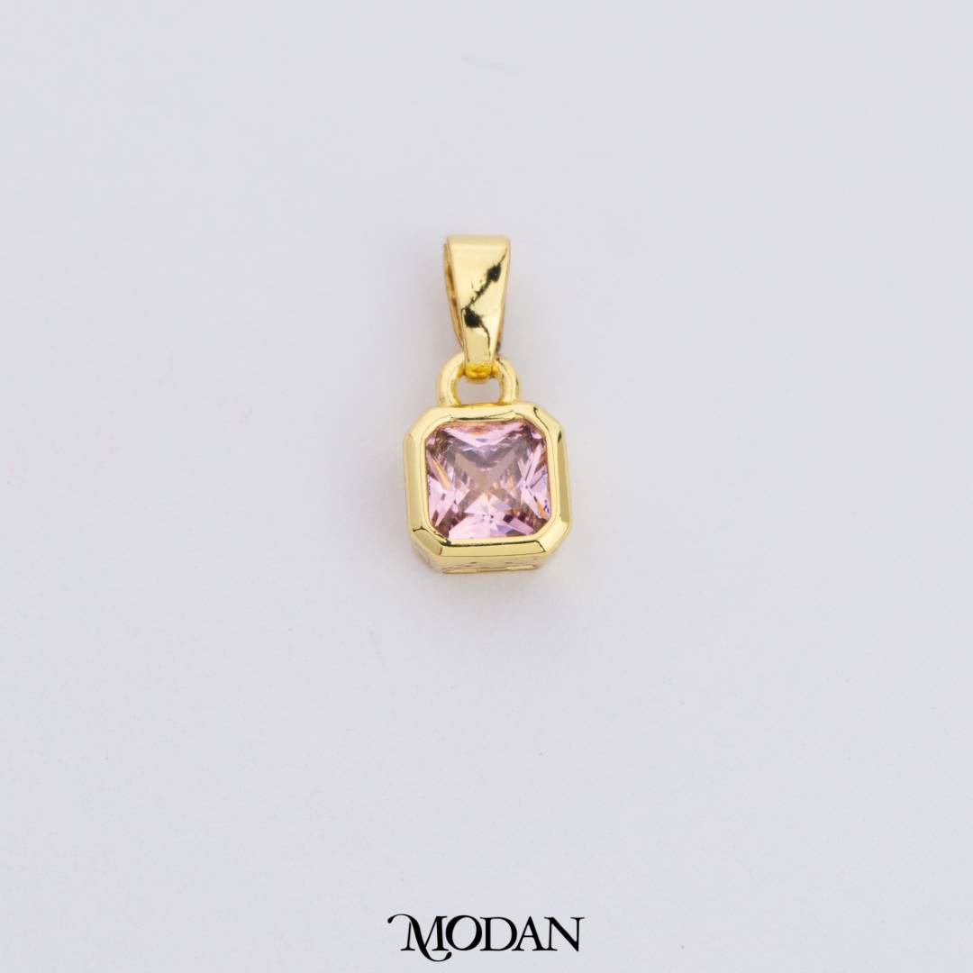 Colorful Square Birthstone Pendant DIY Pendant Liontin Bulan Lahir Persegi Hypoallergenic Gold Filled