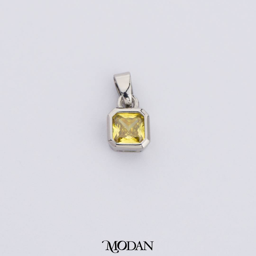 Colorful Square Birthstone Pendant DIY Pendant Liontin Bulan Lahir Persegi Hypoallergenic Gold Filled