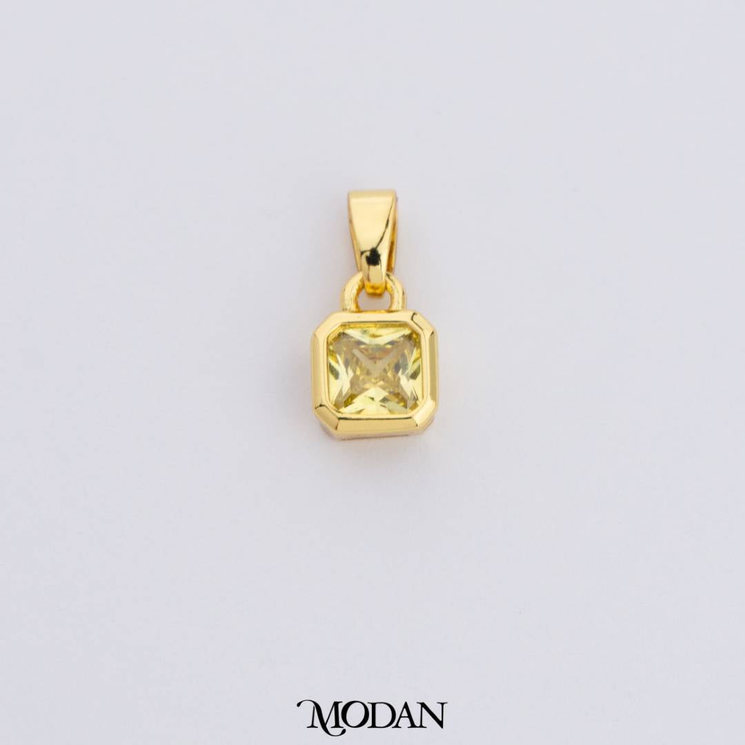 Colorful Square Birthstone Pendant DIY Pendant Liontin Bulan Lahir Persegi Hypoallergenic Gold Filled