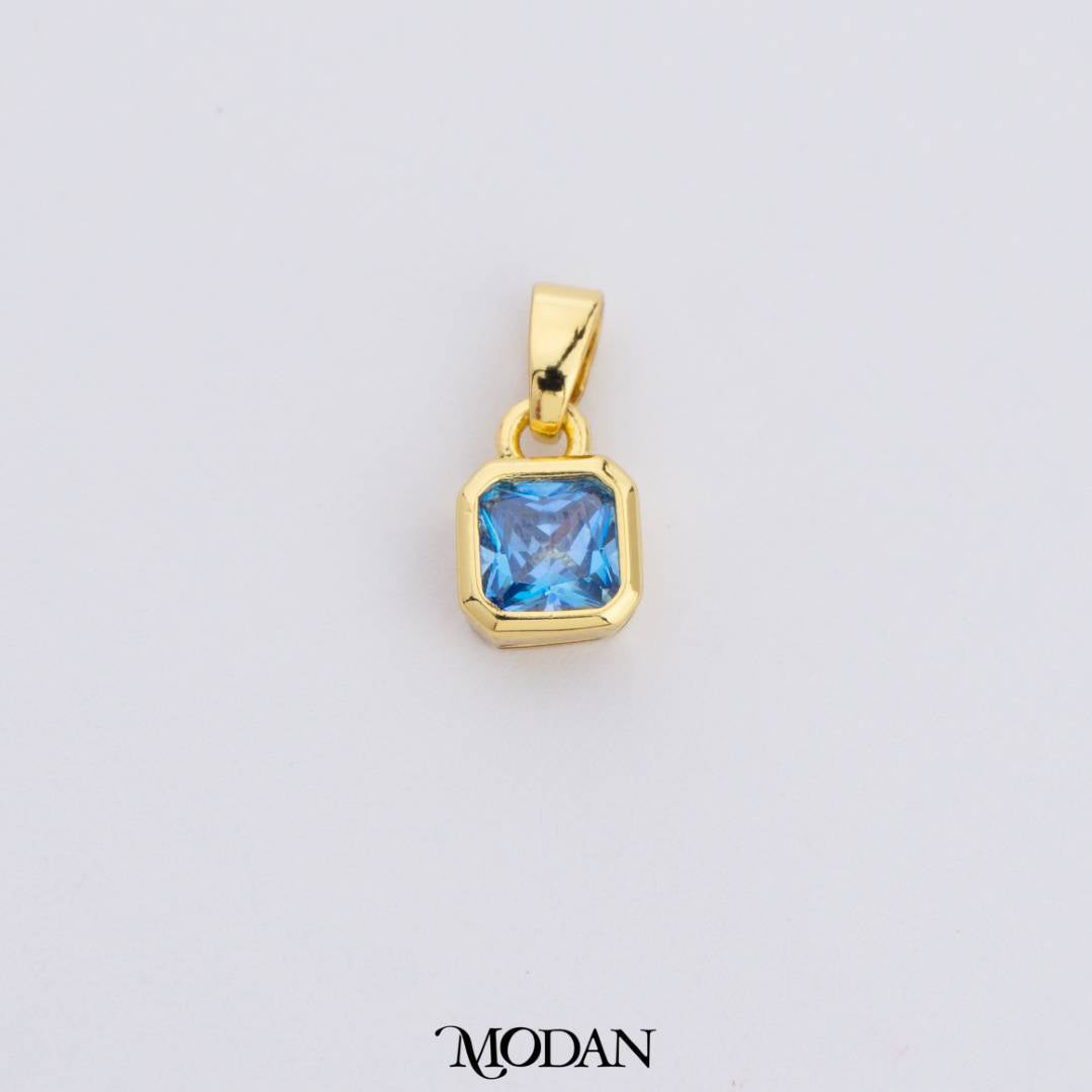 Colorful Square Birthstone Pendant DIY Pendant Liontin Bulan Lahir Persegi Hypoallergenic Gold Filled