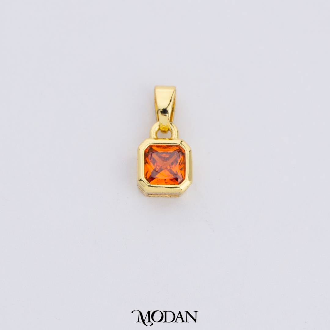 Colorful Square Birthstone Pendant DIY Pendant Liontin Bulan Lahir Persegi Hypoallergenic Gold Filled