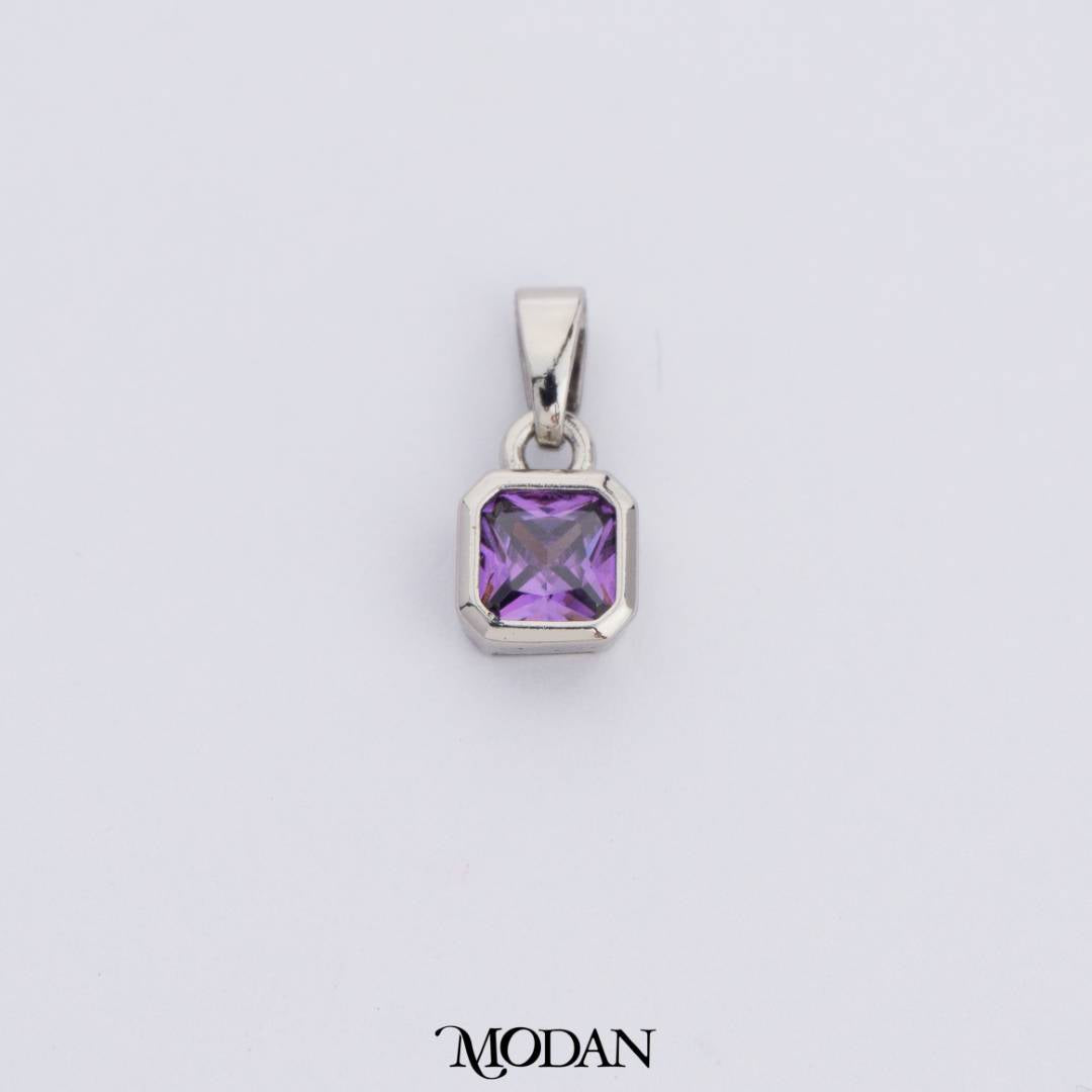Colorful Square Birthstone Pendant DIY Pendant Liontin Bulan Lahir Persegi Hypoallergenic Gold Filled