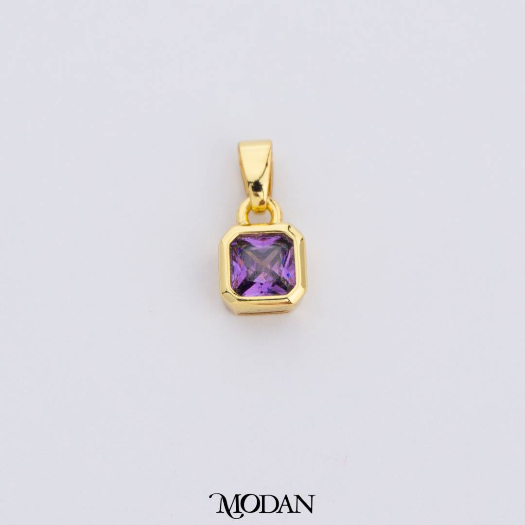 Colorful Square Birthstone Pendant DIY Pendant Liontin Bulan Lahir Persegi Hypoallergenic Gold Filled