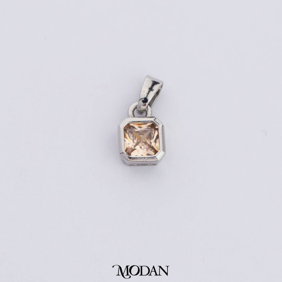 Colorful Square Birthstone Pendant DIY Pendant Liontin Bulan Lahir Persegi Hypoallergenic Gold Filled