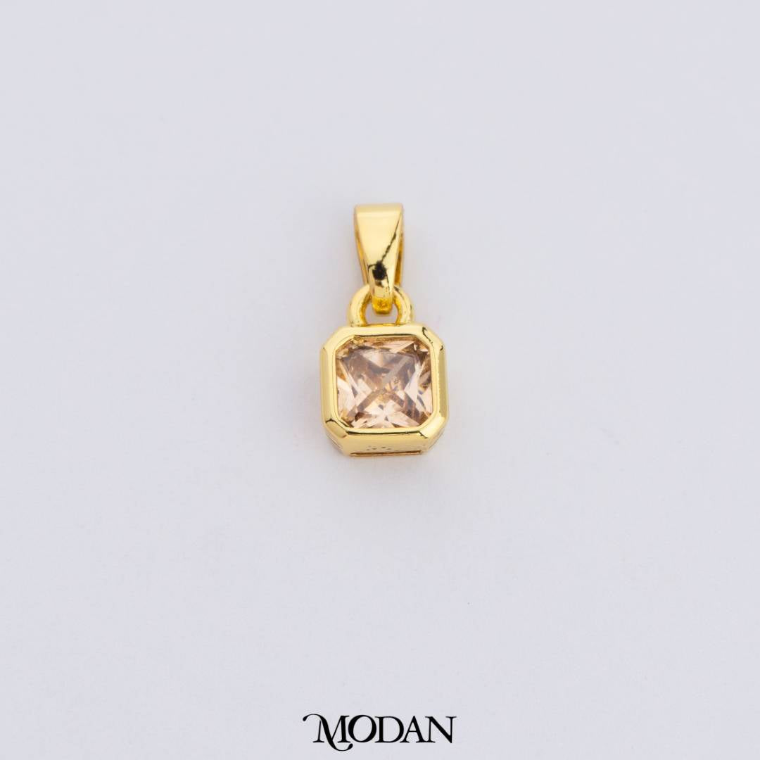 Colorful Square Birthstone Pendant DIY Pendant Liontin Bulan Lahir Persegi Hypoallergenic Gold Filled