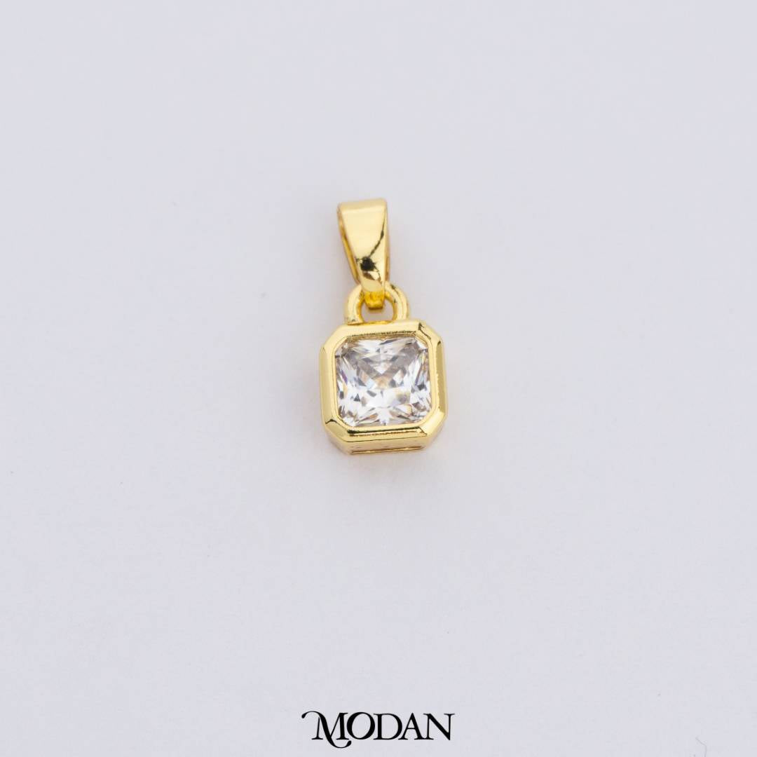 Colorful Square Birthstone Pendant DIY Pendant Liontin Bulan Lahir Persegi Hypoallergenic Gold Filled