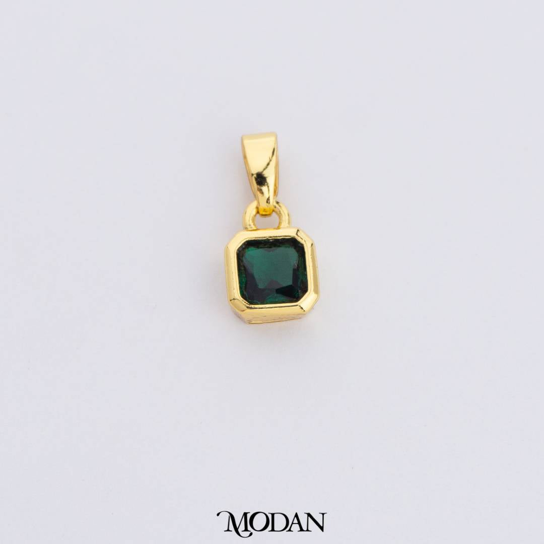 Colorful Square Birthstone Pendant DIY Pendant Liontin Bulan Lahir Persegi Hypoallergenic Gold Filled