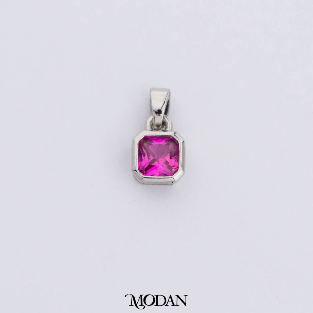 Colorful Square Birthstone Pendant DIY Pendant Liontin Bulan Lahir Persegi Hypoallergenic Gold Filled