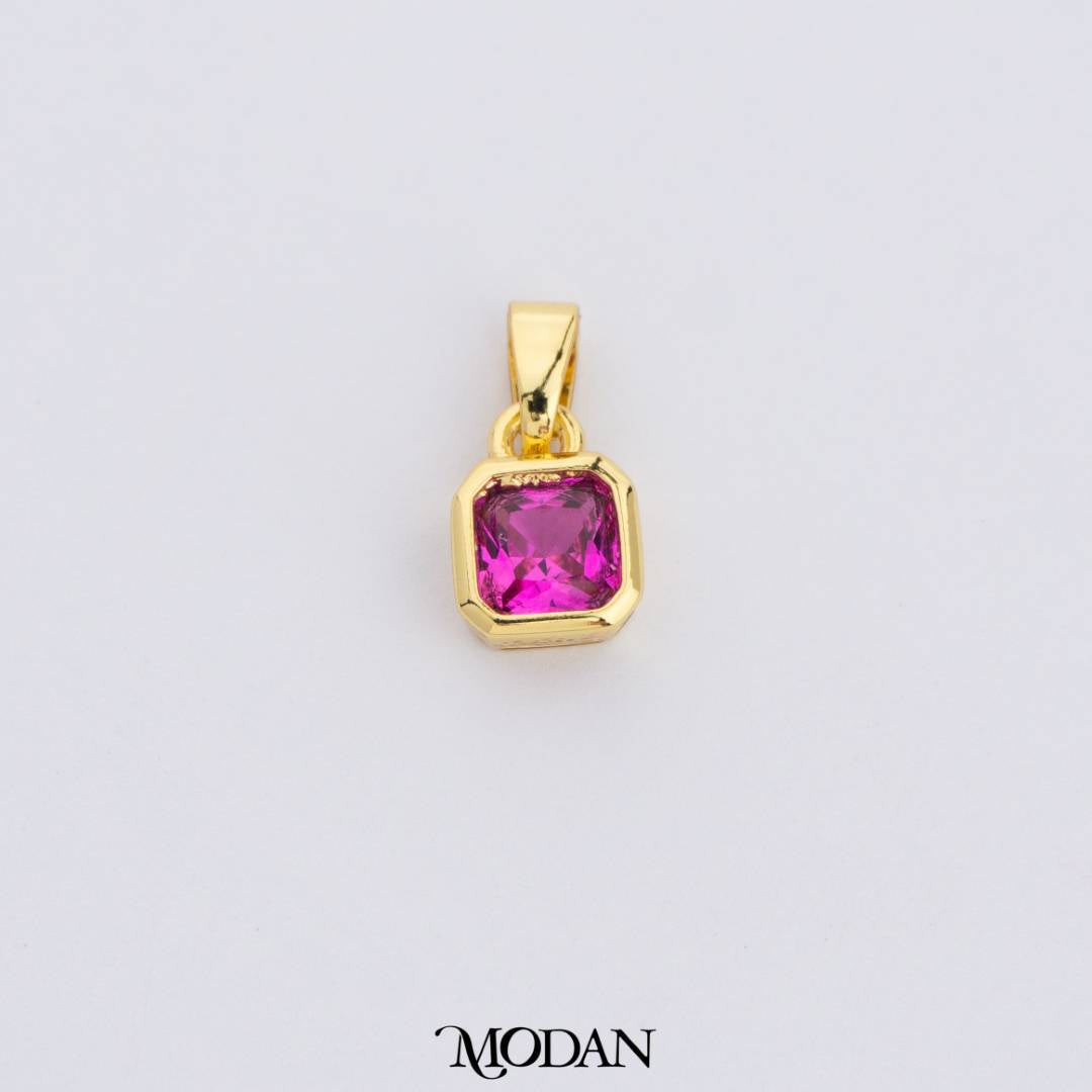 Colorful Square Birthstone Pendant DIY Pendant Liontin Bulan Lahir Persegi Hypoallergenic Gold Filled