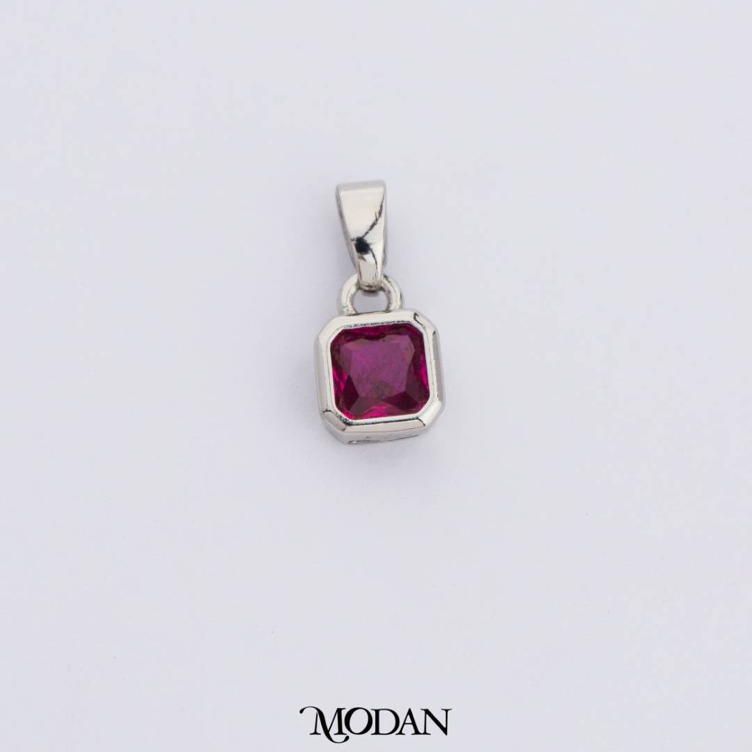Colorful Square Birthstone Pendant DIY Pendant Liontin Bulan Lahir Persegi Hypoallergenic Gold Filled