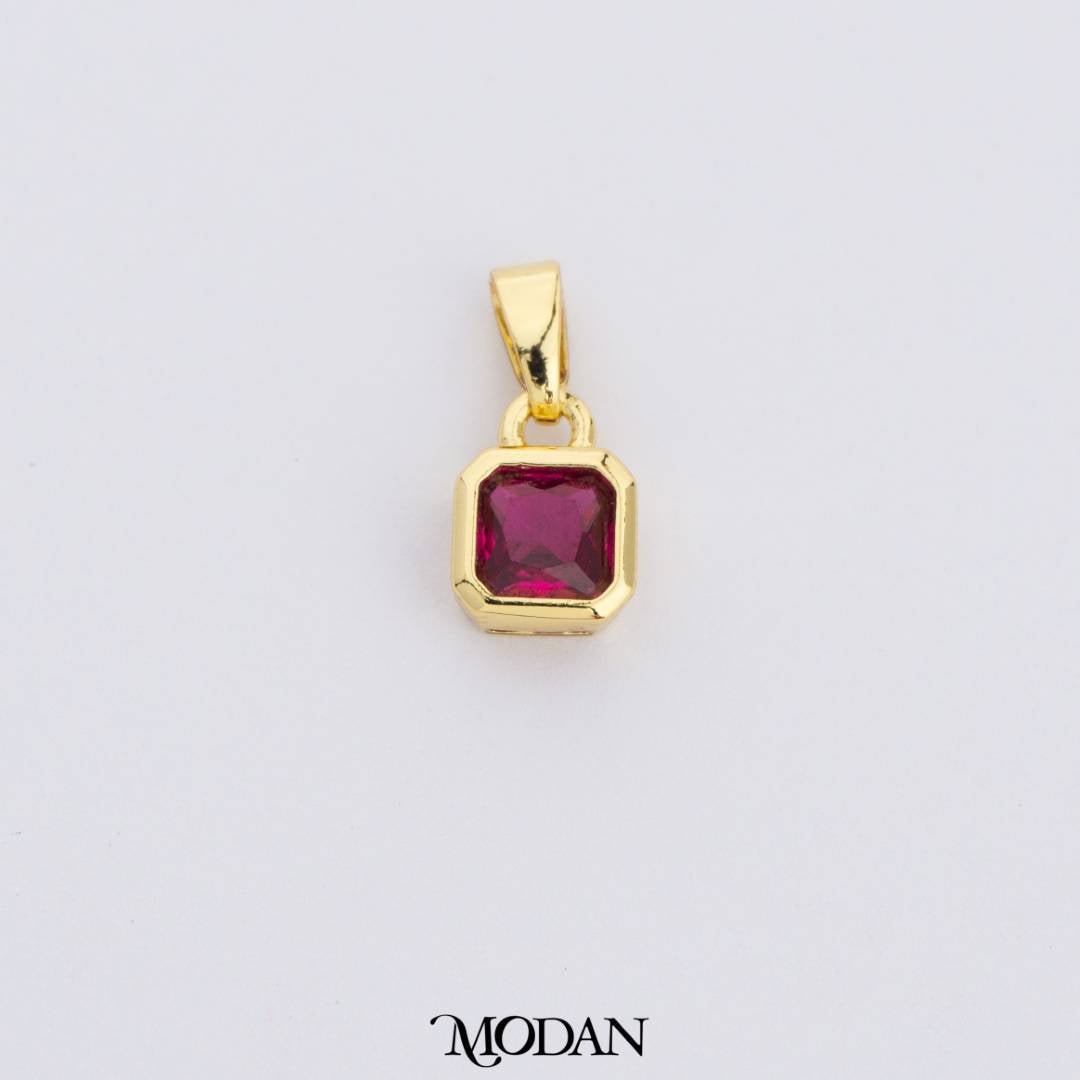 Colorful Square Birthstone Pendant DIY Pendant Liontin Bulan Lahir Persegi Hypoallergenic Gold Filled