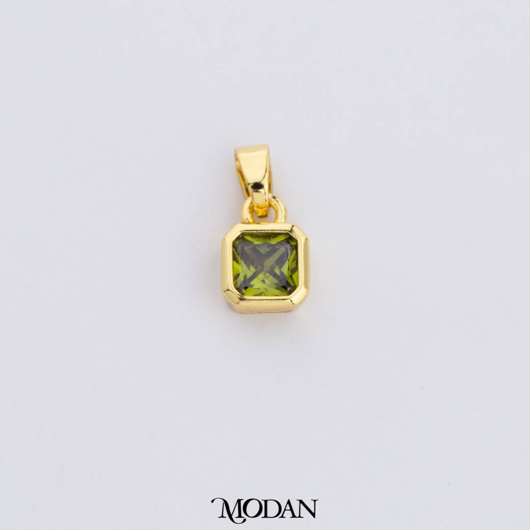 Colorful Square Birthstone Pendant DIY Pendant Liontin Bulan Lahir Persegi Hypoallergenic Gold Filled
