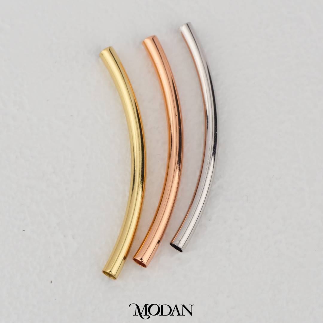 Curved Tube Spacer DIY Pembatas Pipa Tabung Gelang/Kalung Hypoallergenic Gold Filled