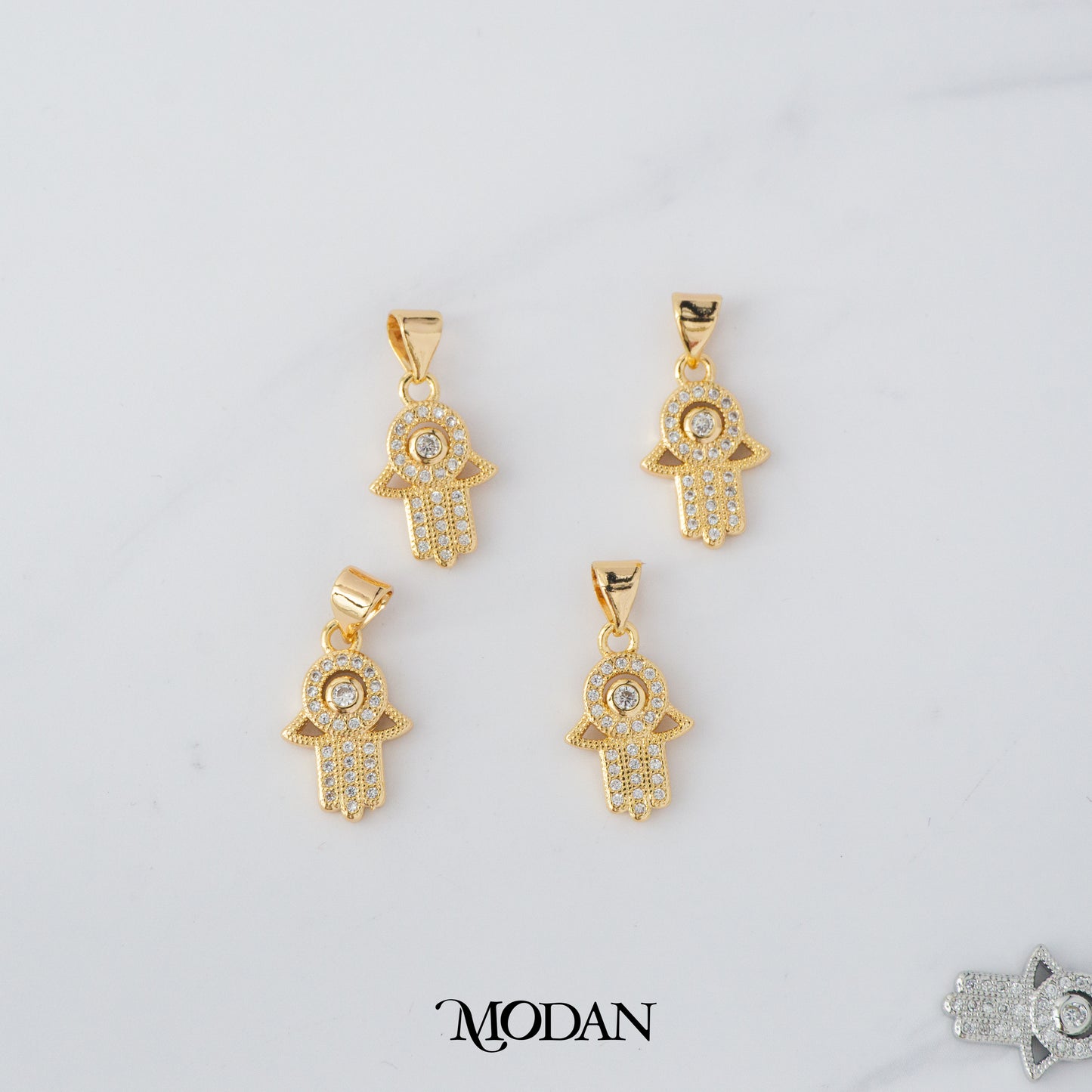 Hamsa Hand Protection DIY Charm Liontin Tangan Fatimah Hypoallergenic Gold Plated