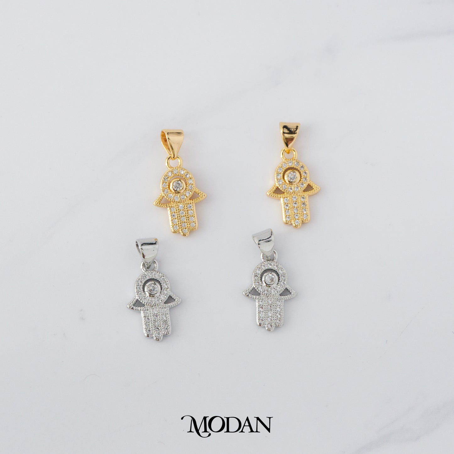 Hamsa Hand Protection DIY Charm Liontin Tangan Fatimah Hypoallergenic Gold Plated