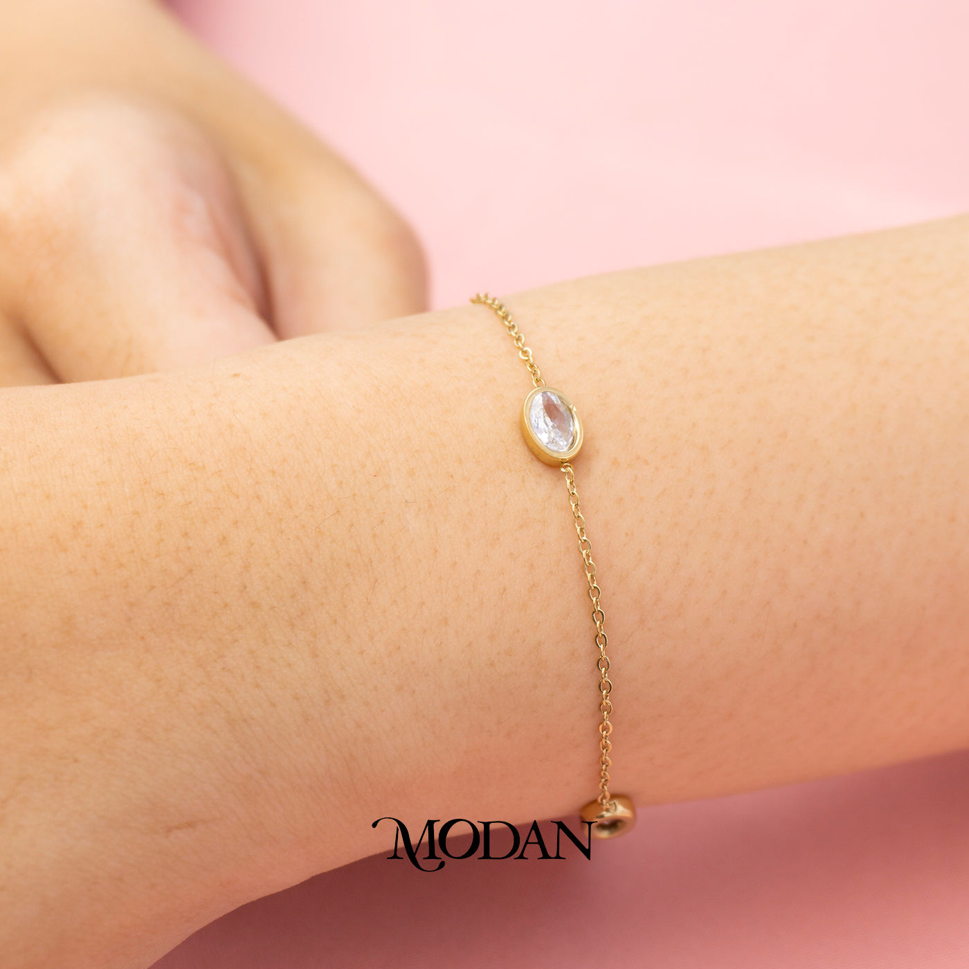 (19.5cm) Titanium Oval Dainty Anklet Bracelet Gelang Kaki Simple Hypoallergenic Stainless Steel
