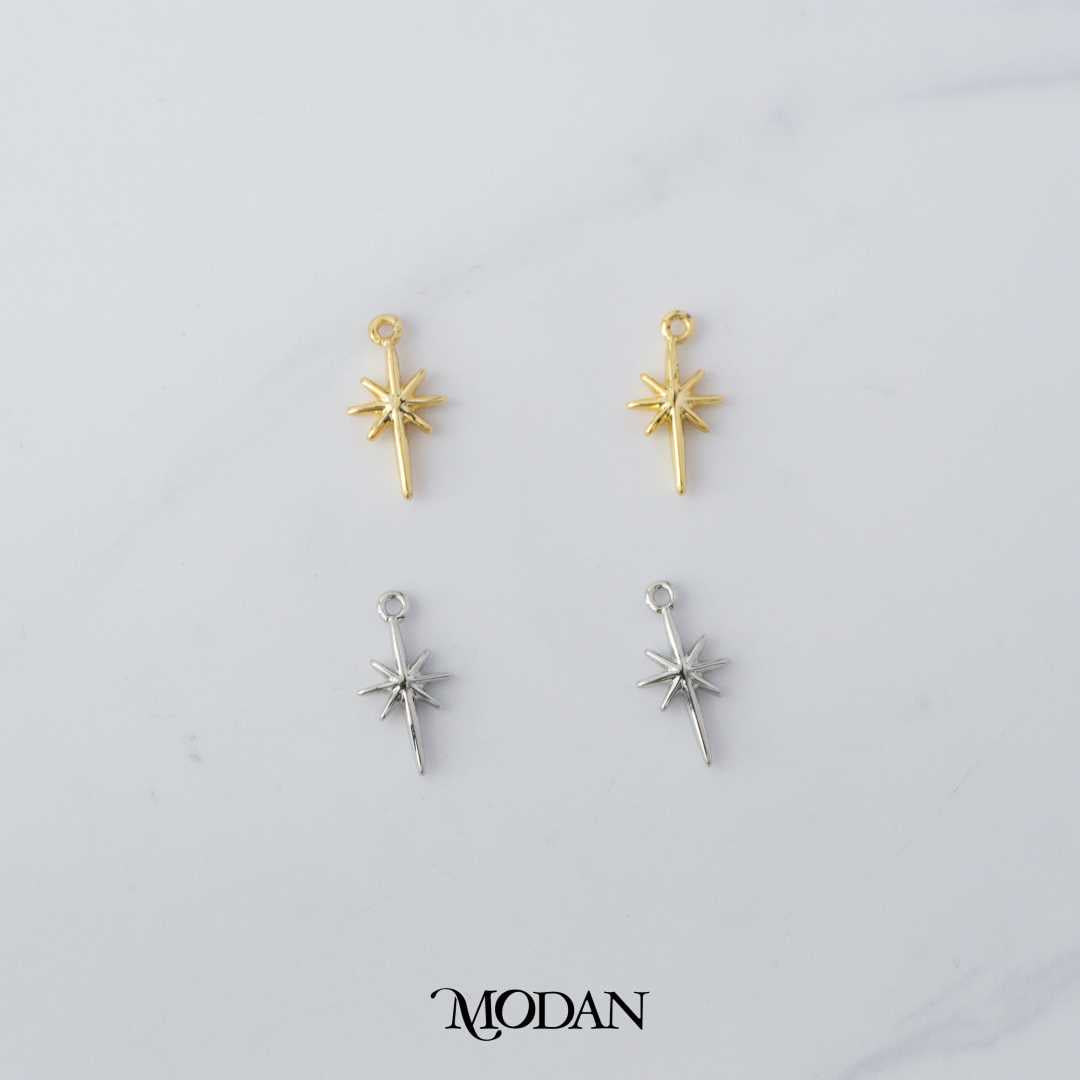 Mini Plain Celestial North Star DIY Charm Liontin Bintang Hypoallergenic Gold Plated