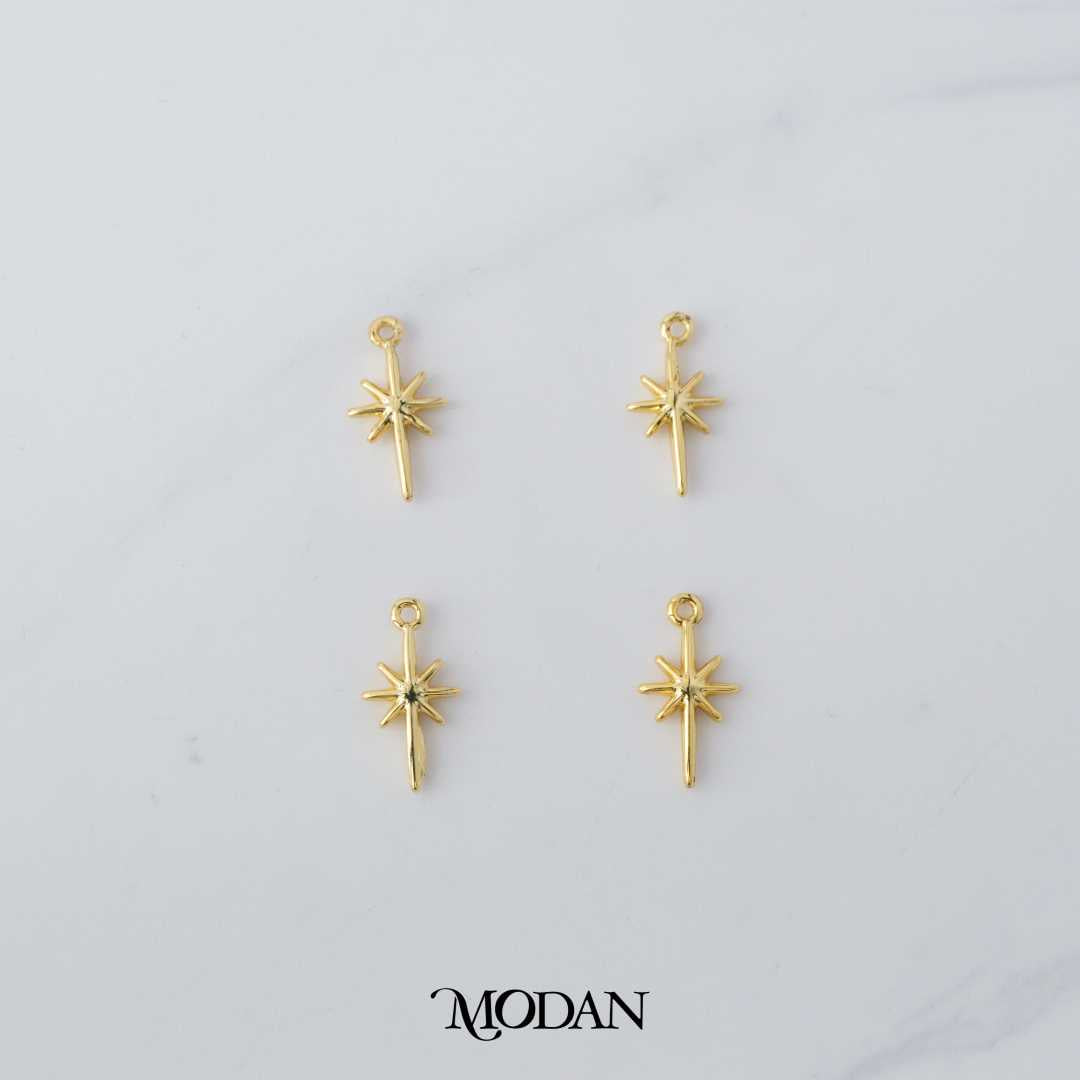 Mini Plain Celestial North Star DIY Charm Liontin Bintang Hypoallergenic Gold Plated