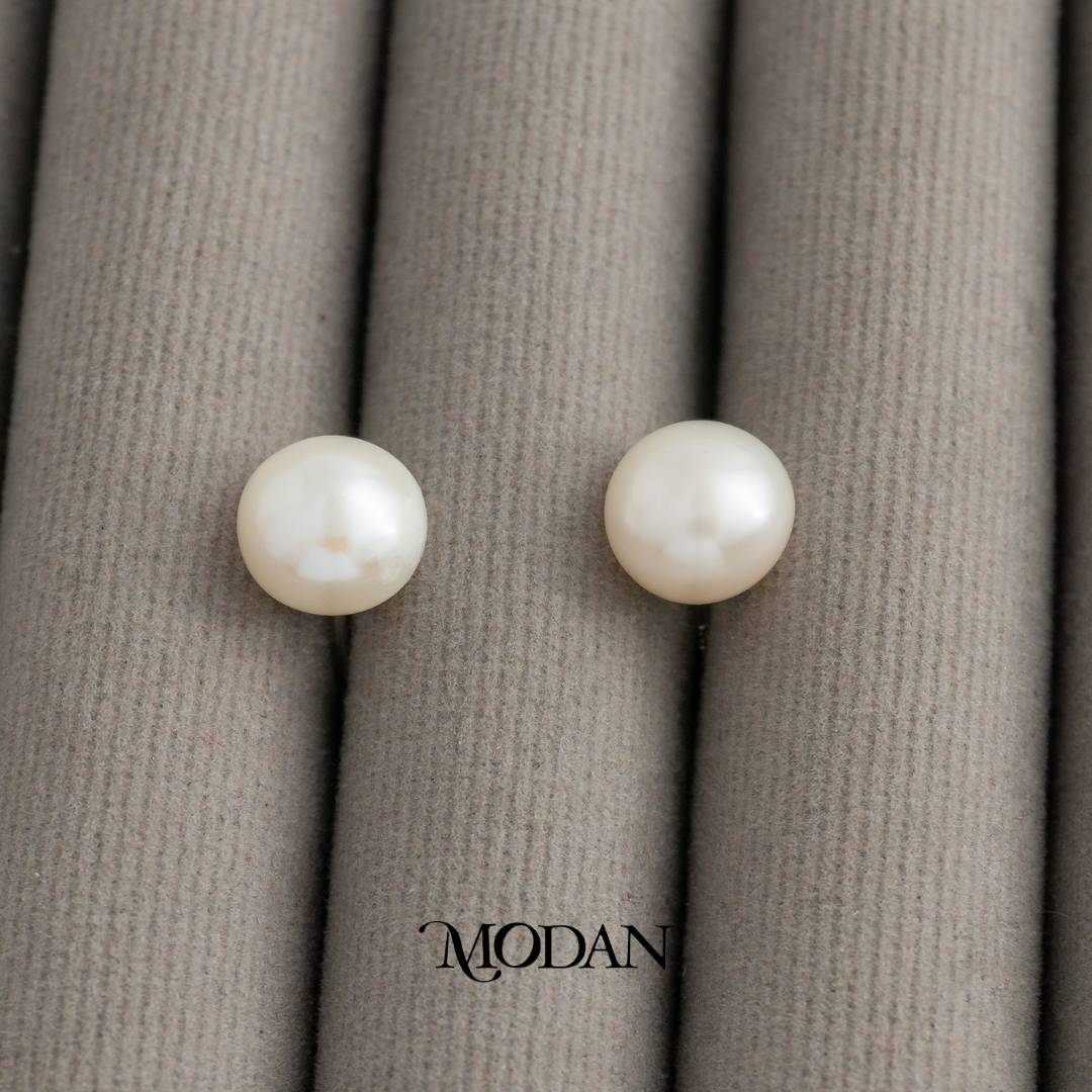 (9mm)Simple Classic Bridal Shell Pearl Stud Earrings Anting Tusuk Mutiara Hypoallergenic Gold Plated