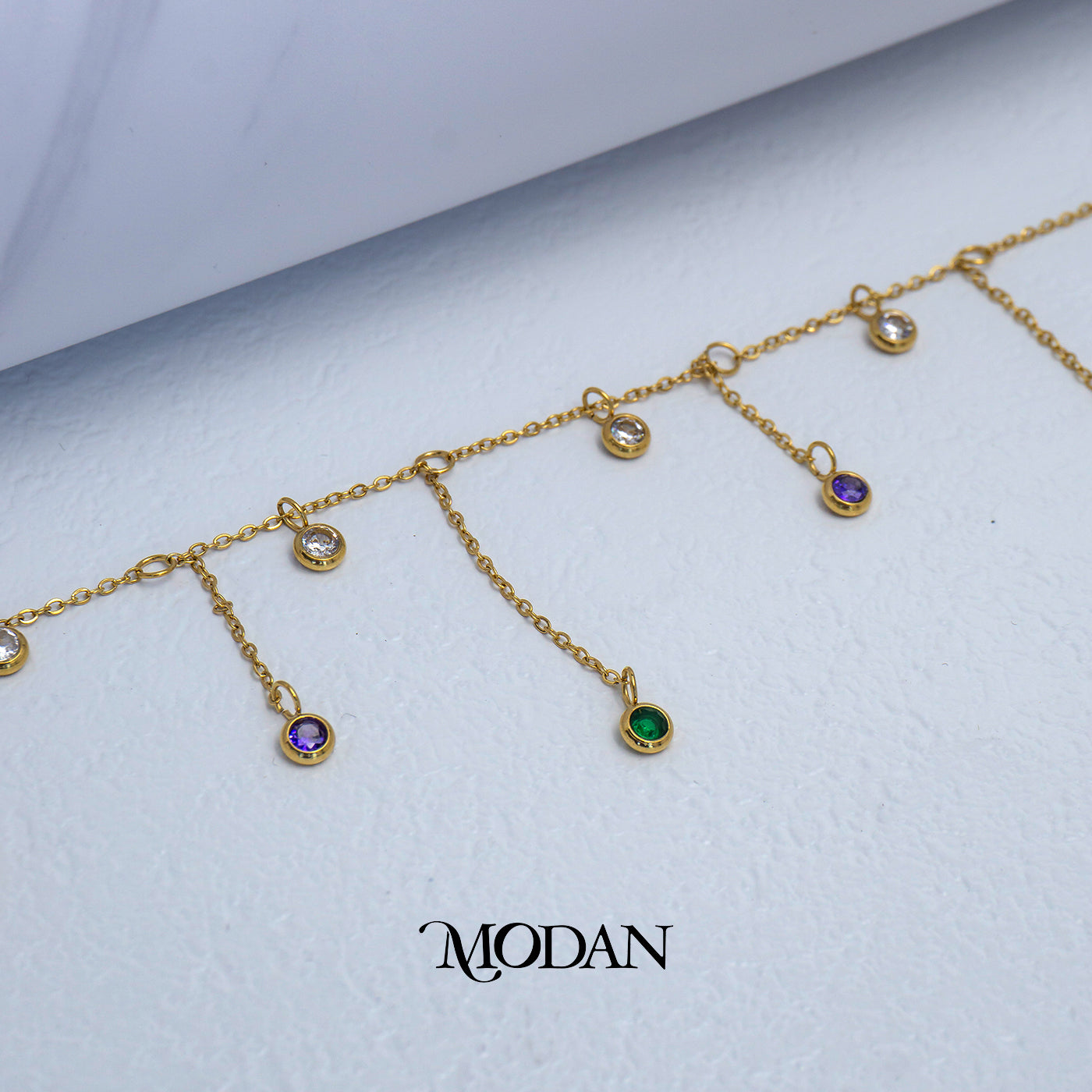 (19.5cm) Titanium Colorful Rainbow Dangle Charms Anklet Bracelet Gelang Kaki Warna Warni Hypoallergenic Stainless Steel