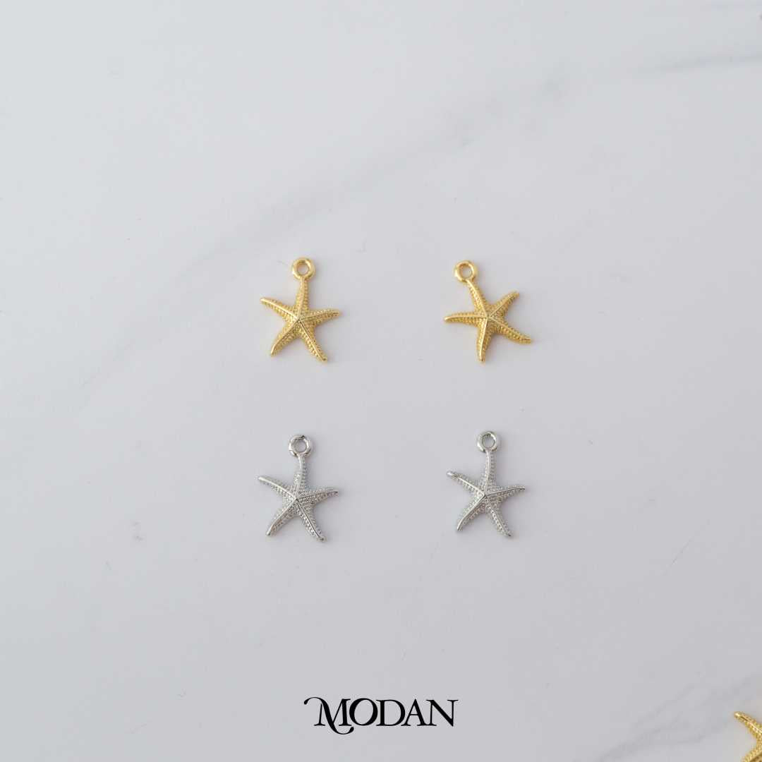 Mini Plain Starfish Ocean DIY Charm Liontin  Bintang Laut Hypoallergenic Gold Plated