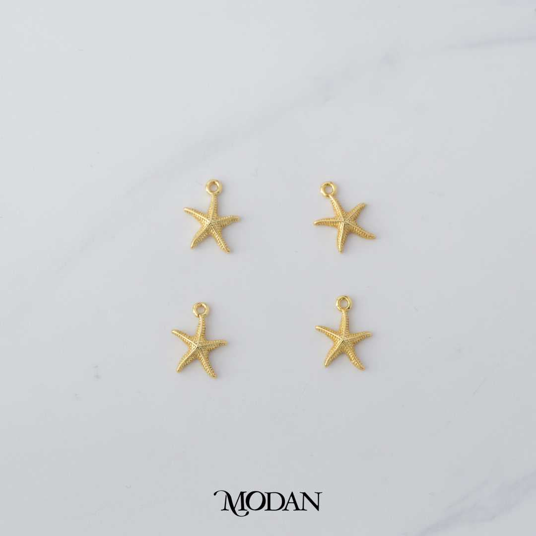 Mini Plain Starfish Ocean DIY Charm Liontin  Bintang Laut Hypoallergenic Gold Plated