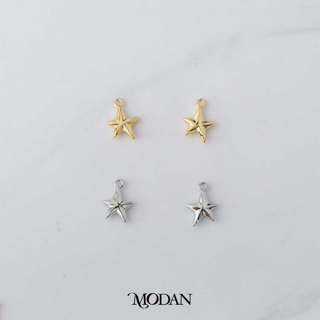 Mini Plain Celestial Shining Star DIY Charm Liontin Bintang Hypoallergenic Gold Plated