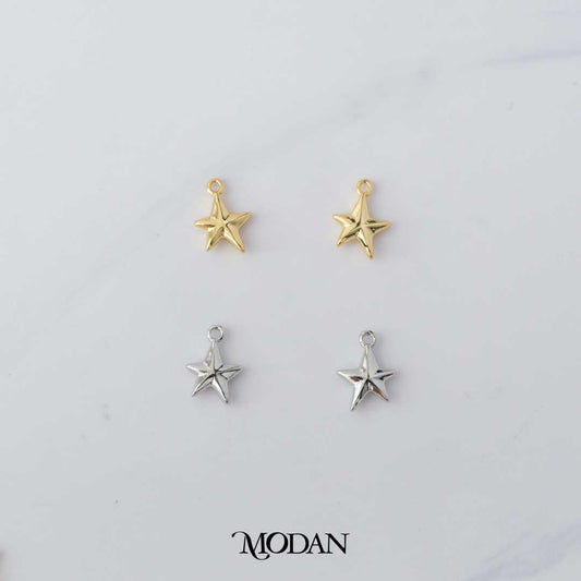 Mini Plain Celestial Shining Star DIY Charm Liontin Bintang Hypoallergenic Gold Plated