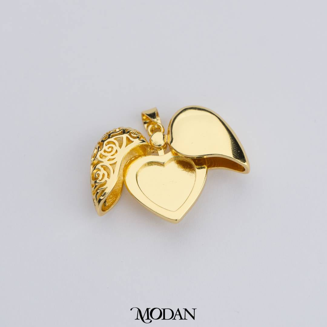 Vintage Plain Open Photo Locket Love Heart DIY Pendant Liontin Foto Bentuk Hati Hypoallergenic Gold Filled